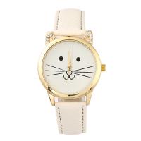 Women Wrist Watch, PU Leather, with zinc alloy dial & Glass, gold color plated, for woman & with rhinestone 36mm Approx 9 Inch 
