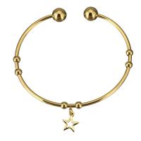Stainless Steel Cuff Bangle, Star, gold color plated, for woman 2mm, Inner Approx 