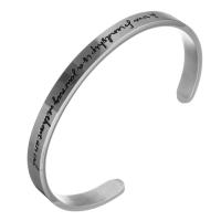 Stainless Steel Cuff Bangle, for woman & blacken, original color, 6mm, Inner Approx 
