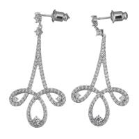 Cubic Zirconia Micro Pave Brass Earring, platinum plated, micro pave cubic zirconia & for woman, 43mm 