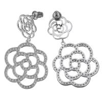 Cubic Zirconia Micro Pave Brass Earring, Flower, platinum plated, micro pave cubic zirconia & for woman, 43mm 