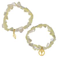 Natural White Shell Bracelet, Stainless Steel, with White Shell, gold color plated & for woman & with rhinestone    Approx 7 Inch 