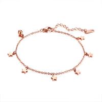 Stainless Steel Anklets Jewelry, with 2.3Inch extender chain, Star, rose gold color plated, with bell & oval chain & for woman, 6mm Approx 7.8 Inch 