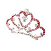 Zinc Alloy Tiaras, Crown, silver color plated, for children & micro pave cubic zirconia 