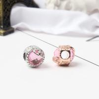 Rhinestone Zinc Alloy European Beads, plated, without troll & with rhinestone Approx 5mm 