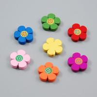 Dyed Wood Beads, Flower, stoving varnish, mixed colors Approx 2mm 