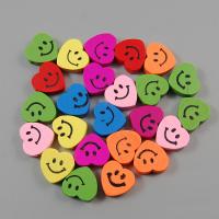 Wood Large Hole Bead, Smiling Face, stoving varnish, mixed colors Approx 3mm 