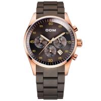 DOM® Watch Collection, Rubber, with Glass & Stainless Steel, Japanese movement, silver color plated, Life water resistant & for man & luminated, coffee color, 42mm Approx 7.6 Inch 