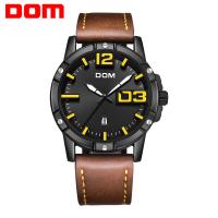 DOM® Watch Collection, Stainless Steel, with PU Leather & Glass, Chinese movement, plated, Life water resistant & for man & luminated 45mm Approx 7.8 Inch 