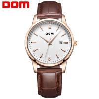 DOM® Watch Collection, Stainless Steel, with Leather & Glass, Japanese movement, plated, Life water resistant & for man, coffee color, 38mm Approx 7.4 Inch 