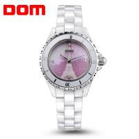 DOM® Watch Collection, Porcelain, with Glass & Stainless Steel, Japanese movement, plated, Life water resistant & for woman & with rhinestone, white, 33mm Approx 7.2 Inch 