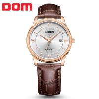 DOM® Watch Collection, Stainless Steel, with Leather & Glass, Japanese movement, plated, Life water resistant & for man, coffee color, 38mm Approx 8.6 Inch 