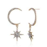 Zinc Alloy Rhinestone Drop Earring, Moon and Star, plated, for woman & with rhinestone 