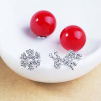 Zinc Alloy Double Faced Stud Earring, with Resin, platinum color plated, hypo allergic & for woman & with rhinestone  