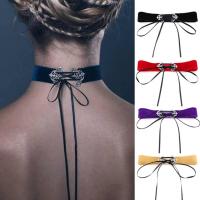 Fashion Choker Necklace, Velveteen, with Satin Ribbon & Zinc Alloy, for woman, mixed colors, 25mm, 1100mm Approx 11.4 Inch 