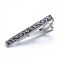 Brass Tie Clip, silver color plated, for man & enamel 