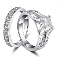 Латунь кольцо Установить, кольцо, покрытый платиной, разный размер для выбора & инкрустированное микро кубического циркония & Женский 2ПК/указан, продается указан