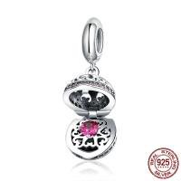 Thailand Sterling Silver European Pendant, micro pave cubic zirconia & without troll & hollow Approx 4.5-5mm 