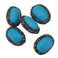 Synthetic Turquoise Beads, with Rhinestone Clay Pave, Nuggets, random style, 16-17x22-24x12-14mm Approx 0.5mm 