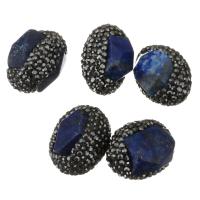 Natural Blue Agate Beads, with Rhinestone Clay Pave, random style, 17-19x23- Approx 1mm 
