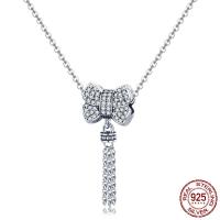 Thailand Sterling Silver European Pendant, Bowknot, micro pave cubic zirconia & without troll Approx 4.5-5mm 