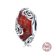 No Troll Thailand Sterling Silver European Beads, with Lampwork, without troll Approx 4.5-5mm 