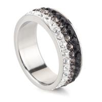 Rhinestone Stainless Steel Finger Ring, with Rhinestone Clay Pave & for woman, original color, 7mm 