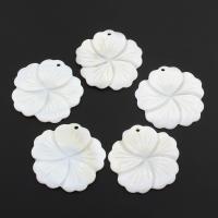 Weiße Muschel Anhänger, Blume, weiß, 37x2mm, Bohrung:ca. 1.5mm, 10PCs/Tasche, verkauft von Tasche