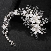 Braut Haar Blumen, Messing, mit Kristall & Kunststoff Perlen & Acryl, silberfarben plattiert, für Braut, 260x75mm, verkauft von PC