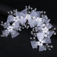 Свадебный волосы цветы, Марля, с Кристаллы & цинковый сплав, плакирован серебром, Для Bridal продается PC
