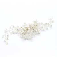 Braut Dekoratives Haarkämmchen, Kunststoff Perlen, mit Kristall & Messing & Eisen, silberfarben plattiert, für Braut & verschiedenen Materialien für die Wahl, 220x65mm, verkauft von PC