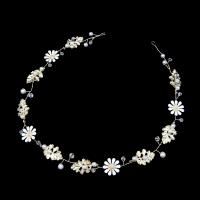 Braut Haar Blumen, Messing, mit Kristall & Kunststoff Perlen, goldfarben plattiert, für Braut & Emaille, 470x20mm, verkauft von PC