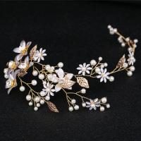 Flores Para El Pelo Novia, aleación de zinc, con Perlas plásticas, chapado en color dorado, con diamantes de imitación, 120x240mm, Vendido por UD