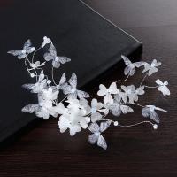Свадебный волосы цветы, ткань, с Кристаллы & цинковый сплав, бабочка, плакирован серебром, Для Bridal продается PC