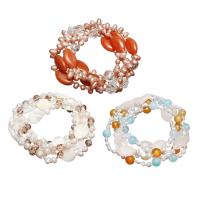 Пресноводные перлы ожерелье цепи свитера, Пресноводные жемчуги, с Полудрагоценный камень & Природный кварцевый & Латунь, разные стили для выбора & Женский & граненый, продается Strand