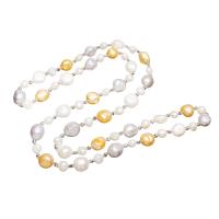 Пресноводные перлы ожерелье цепи свитера, Пресноводные жемчуги, с Полудрагоценный камень, плакирован серебром, Женский, разноцветный - длина:Приблизительно 31.5 дюймовый, продается Strand