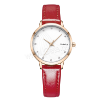 Women Wrist Watch, PU Leather, with Glass & Zinc Alloy, Japanese movement, plated, Life water resistant & for woman & with rhinestone 32mm Approx 7 Inch 