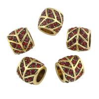 Zinc Alloy Large Hole Beads, Drum, antique gold color plated, with rhinestone Approx 7mm 