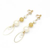 Braut Ohrring, Zinklegierung, mit Kunststoff Perlen, goldfarben plattiert, für Braut & mit Strass, 120x20mm, verkauft von Paar