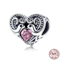Thailand Sterling Silver Beads, Heart, micro pave cubic zirconia & without troll Approx 4.5-5mm 