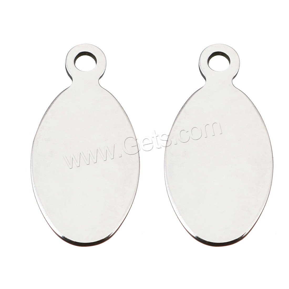 Stainless Steel Tag Charm, Flat Oval, plated, Customized, original color, 10x20x1mm, Hole:Approx 2mm, Sold By PC