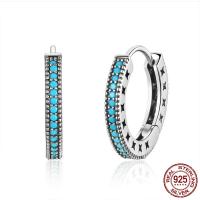 Sterling Silver Huggie Hoop Earring, Thailand Sterling Silver, with Synthetic Turquoise, for woman 