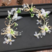 Braut Haar Blumen, Stoff, mit Kunststoff Perlen & Zinklegierung, Schmetterling, goldfarben plattiert, für Braut, 350mm, verkauft von PC