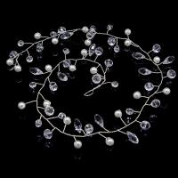 Braut Haar Blumen, Zinklegierung, mit Kristall & Kunststoff Perlen, plattiert, verschiedene Stile für Wahl, 450mm, verkauft von PC