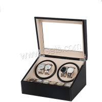 Leder Uhrenschatulle, PU Leder, mit MDF, Rechteck, schwarz, 305x238x180mm, verkauft von PC