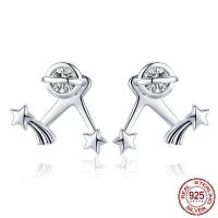Thailand Sterling Silver Drop Earring, Star, micro pave cubic zirconia & for woman 