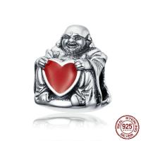 No Troll Thailand Sterling Silver European Beads, Buddha, without troll & enamel Approx 4.5-5mm 