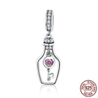 Thailand Sterling Silver European Pendant, Bottle, micro pave cubic zirconia & without troll Approx 4.5-5mm 