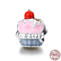 No Troll Thailand Sterling Silver European Beads, Cake, without troll & enamel Approx 4.5-5mm 
