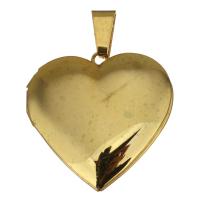 Stainless Steel Locket Pendant , Heart, gold color plated Approx 